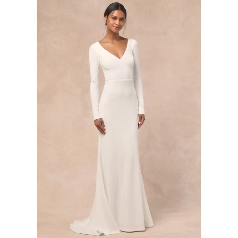 Lulu's Mermaid Maxi Dress Small White Women Bridal Wedding Gown